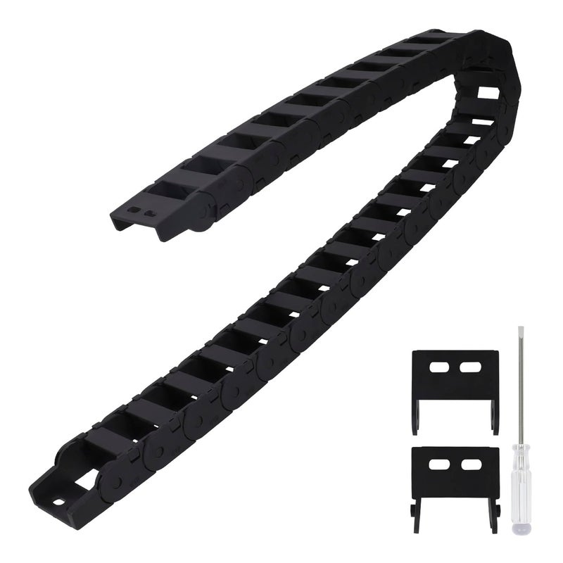 LMioEtool R45 20mm x 40mm(Inner H x Inner W) Black Plastic Cable Wire Carrier Drag Chain 1M Length for CNC, with End Connectors - Bridge Type (Inner Side openable) - Image 1